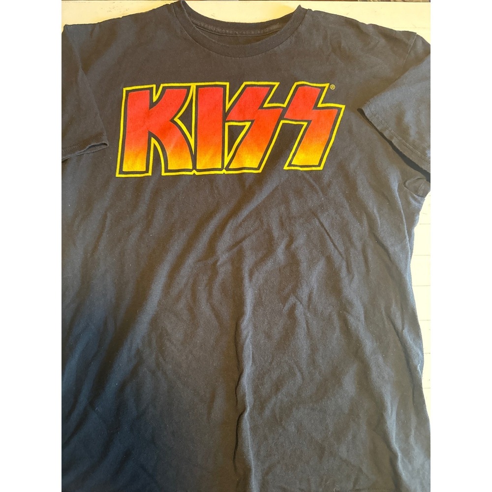 KISS Graphic‎ T-Shirt Mens Large Black Good 2018 Band Logo Short Sleeve Tee